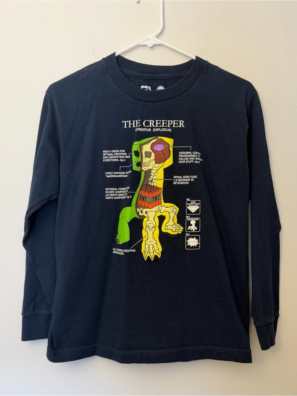 Minecraft The creeper-creepus explodus anatomy long sleeve shirt boys large